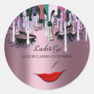Makeup Artist Lash Product Drips Red Lip Smoky Classic Round Sticker