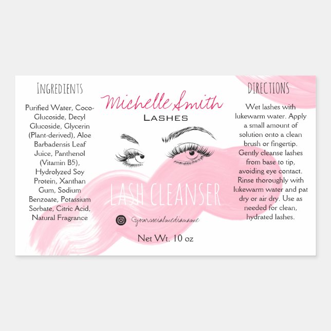 Makeup Artist Lashes Brow Black Pink Lash Cleanser Sticker (Front)