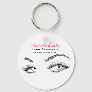 Makeup Artist Lashes Brows Black and White Simple Keychain