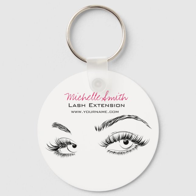 Makeup Artist Lashes Brows Black and White Simple Keychain (Front)