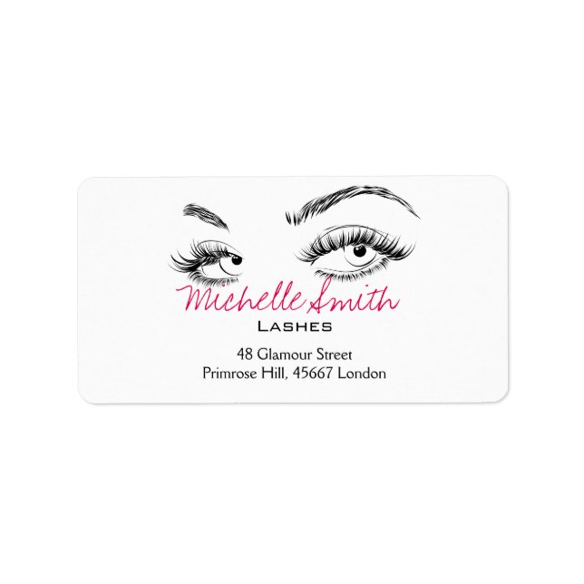 Makeup Artist Lashes Brows Black and White Simple Label (Front)