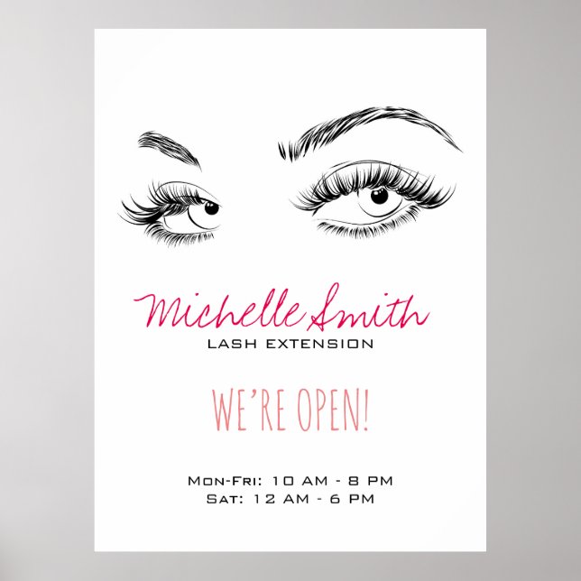 Makeup Artist Lashes Brows Black and White Simple Poster (Front)