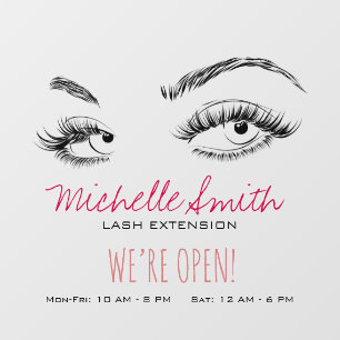 Makeup Artist Lashes Brows Black and White Simple Window Cling