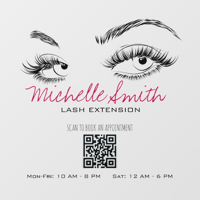 Makeup Artist Lashes Brows Black White QR Code Window Cling (Sheet)