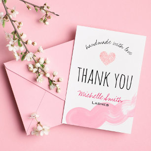 Makeup Artist Lashes Brows Pink Thank You Card