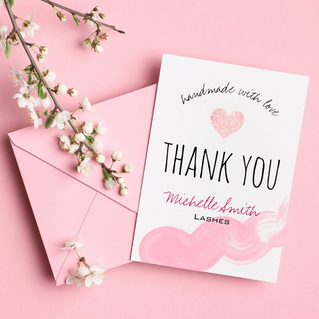 Makeup Artist Lashes Brows Pink Thank You Card (Creator Uploaded)
