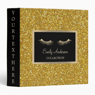 Makeup Artist Lashes Gold Glitter Beauty Salon Binder