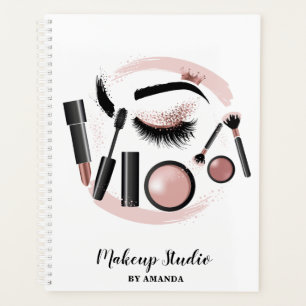 Makeup  Artist Lashes Mascara Lipstick Rose Gold Planner