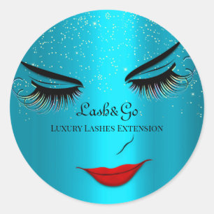 Makeup Artist Lashes Product Drips Blue Classic Round Sticker