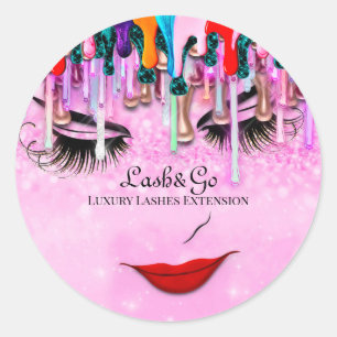 Makeup Artist Lashes Product Drips Princess Classic Round Sticker
