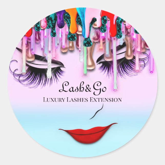 Makeup Artist Lashes Product Ombre Classic Round Sticker (Front)