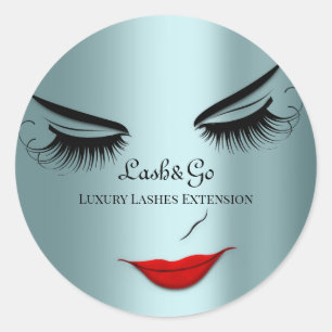 Makeup Artist Lashes Product Re Lips Blue Classic Round Sticker