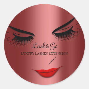 Makeup Artist Lashes Product Red Lips Burgundy Classic Round Sticker