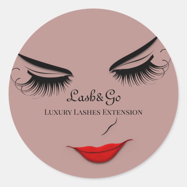 Makeup Artist Lashes Product Red Lips Skinny Classic Round Sticker (Front)