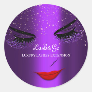 Makeup Artist Lashes Product Red Purple Classic Round Sticker