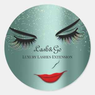 Makeup Artist Lashes Product Teal Confetti Classic Round Sticker