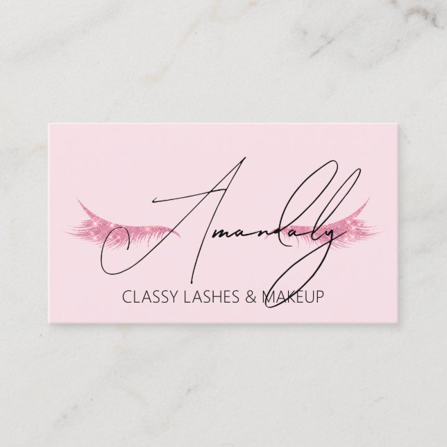 Makeup Artist Lashes QRLOGO Microblade Rose Powder Business Card (Front)