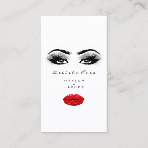 Makeup Artist Lashes Smoky Gray Red Lips Kiss Business Card