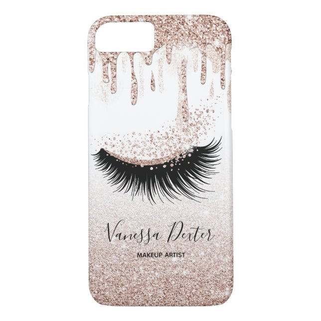 Makeup Artist Lashes Spark Drips Rose Gold Case-Mate iPhone Case (Back)