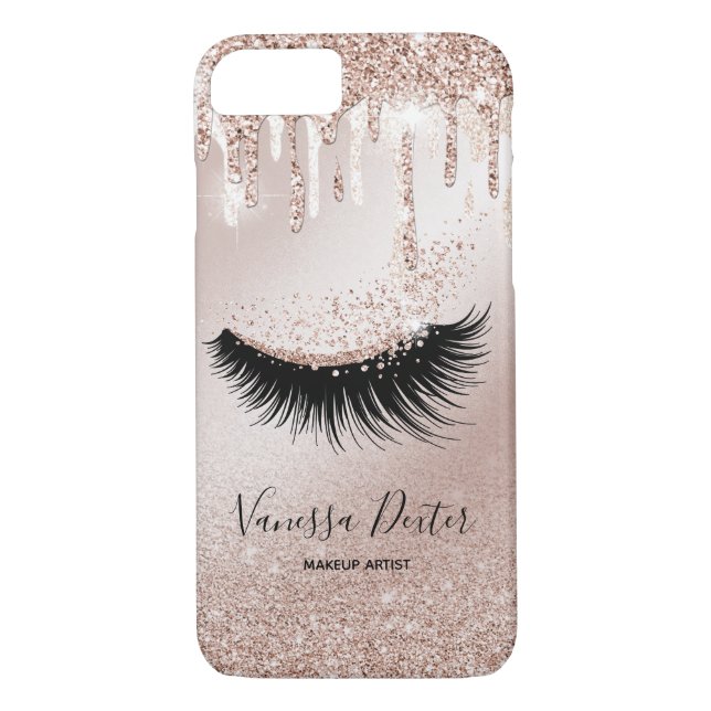 Makeup Artist Lashes Spark Drips Rose Gold Case-Mate iPhone Case (Back)