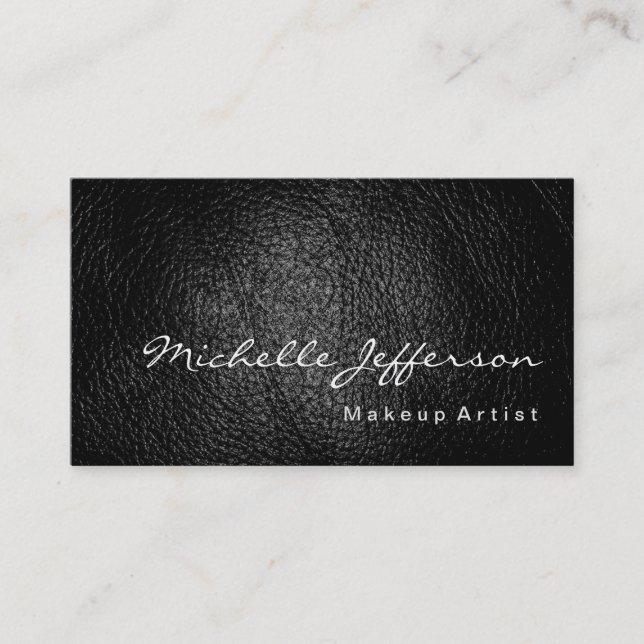 Makeup Artist Leather Background Minimalist Modern Business Card (Front)