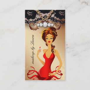 Makeup Artist Lips N Lipstick Jewellery Gold Lace Business Card