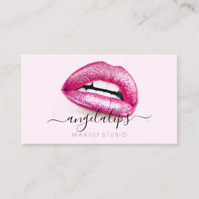 Makeup Artist Lips pink sense Business Card (Front)
