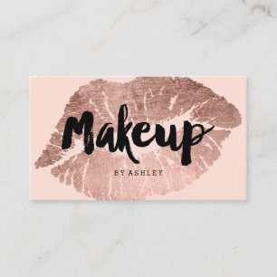 Makeup artist lips rose gold typography blush business card