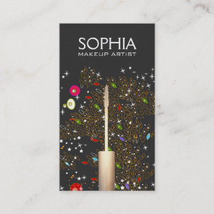 Makeup Artist Logo Mascara Artistic Pattern Business Card