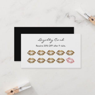 Makeup Artist Loyalty Chic Gold Lips Card