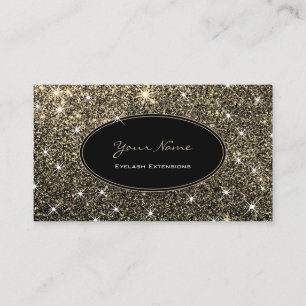 Makeup Artist Luminous Gold Glitter Stars Eyelash Business Card
