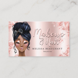 Makeup Artist Luxe Glitter Rose Gold Eyelashes Business Card