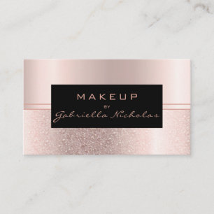 Makeup Artist Luxe Rose Gold Ombre Glitter Business Card