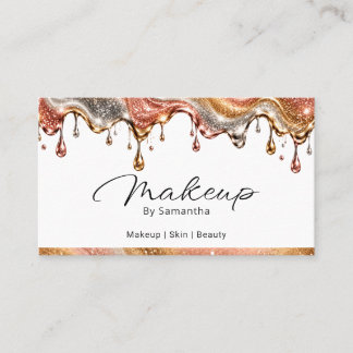 Makeup Artist |  Luxury Gold Glitter Metallic Drip Business Card