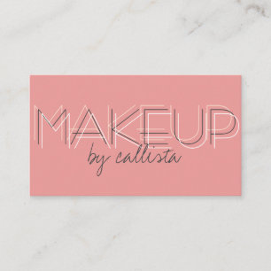 Makeup Artist Minimalist Pink Black Typography Business Card