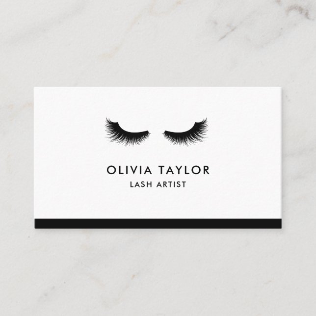 Makeup Artist Minimalistic Elegant Black and White Business Card (Front)