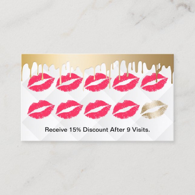 Makeup Artist Modern Gold Drips Red Lips Loyalty (Front)