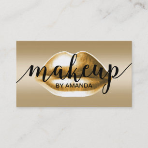 Makeup Artist Modern Gold Lips Beauty Salon Business Card