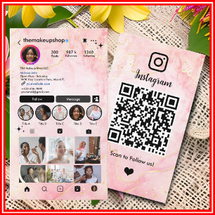 Makeup Artist Modern Hair Stylist Instagram QR  Business Card