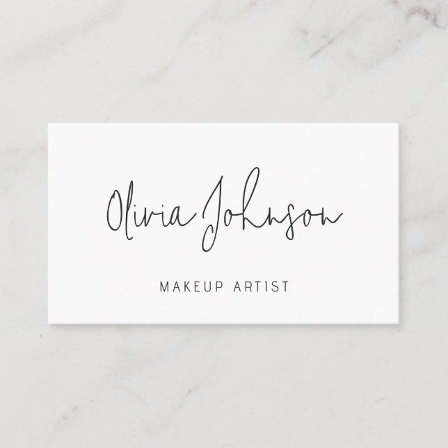 Makeup Artist Modern Hand Lettered Business Card (Front)