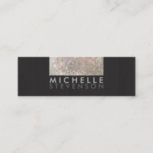 Makeup Artist Modern Stylish FAUX Sequin Black Mini Business Card