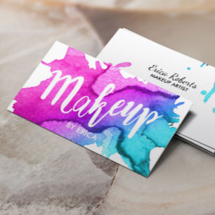 Makeup Artist Modern Watercolor Beauty Salon Business Card