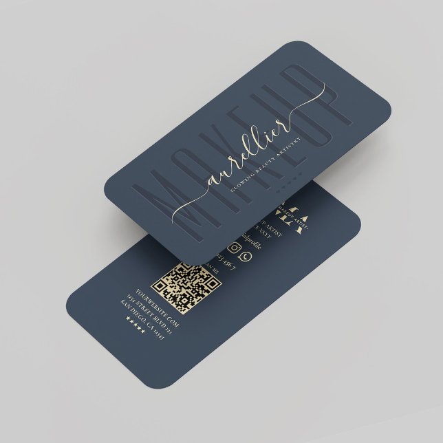 Makeup Artist Monogram Dark Blue Modern Business Card (Makeup Artist Monogram Dark Blue Modern Business Card
)