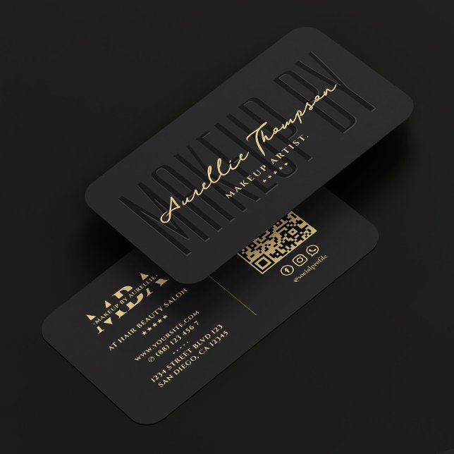 Makeup Artist Monogram Elegant Black Modern Business Card (Makeup Artist Monogram Elegant Black Modern Business Card
)