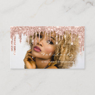 Makeup Artist MUA Lashes Glitter Drips Rose Photo Business Card