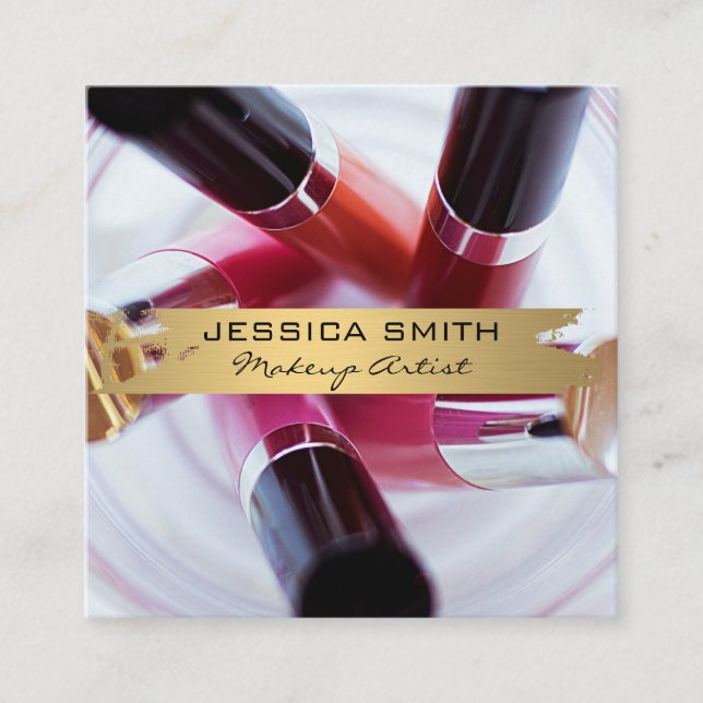 Makeup Artist | Nail and Makeup Tools Square Business Card (Front)