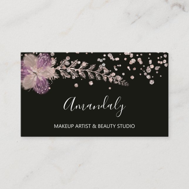 Makeup Artist Nails Beauty SPA Rose Floral Business Card (Front)