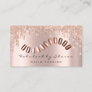 Makeup Artist Nails Glitter Drips Rose Spark Business Card