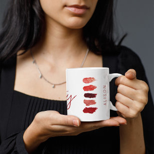 Makeup artist name lipstick colours swatches beaut coffee mug