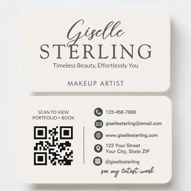 Makeup Artist Neutral QR Code Business Card (Creator Uploaded)